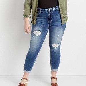 Kancan Maurices Skinny Jeans Size 30 Womans Mid Rise Distressed Medium Wash Blue